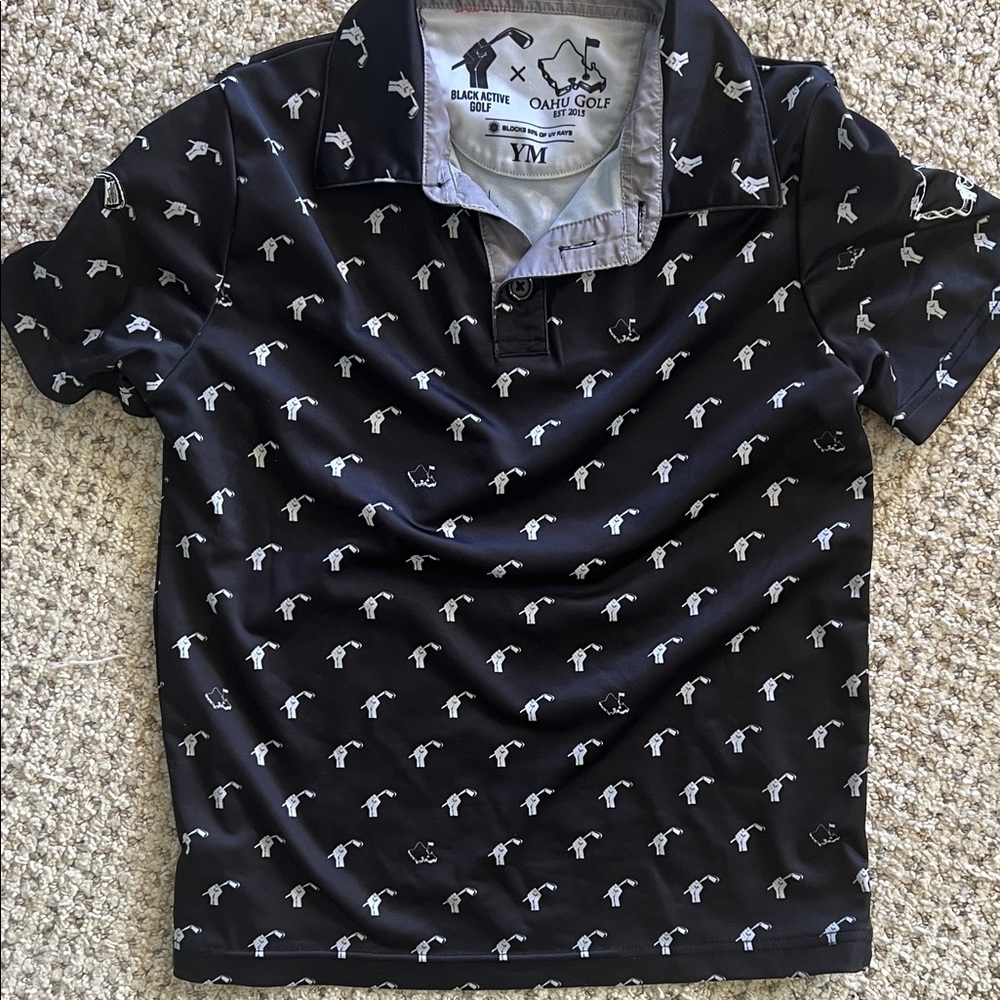 Oahu Golf Apparel Black Kids golf Polo Shirt size YM